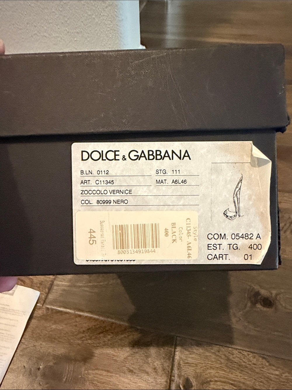 Dolce & Gabbana Black Patent Leather Wood-Platform Clog Mules size 40 - Picture 7 of 7